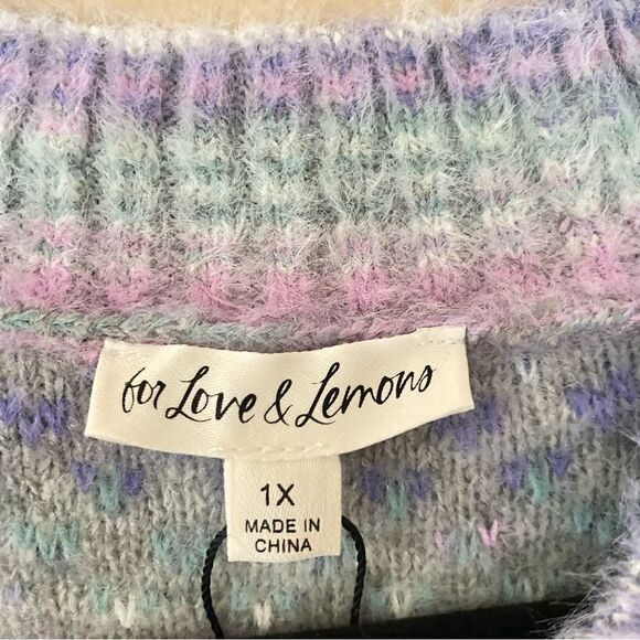 For Love and Lemons Kara Sweater Lavender pink Ombre fuzzy pullover top XL 1X - Picture 6 of 12